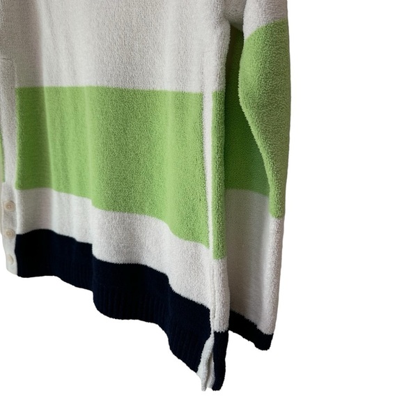Talbots White, Green, Navy Summer Long Sleeve Sweater, Large Petite - Picture 8 of 10